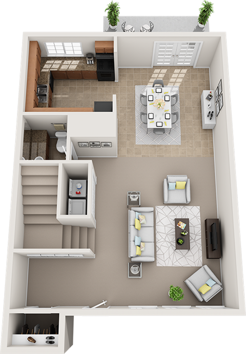  Town Home II 1st Floor Plan at Sienna Ridge, Chamblee, Georgia